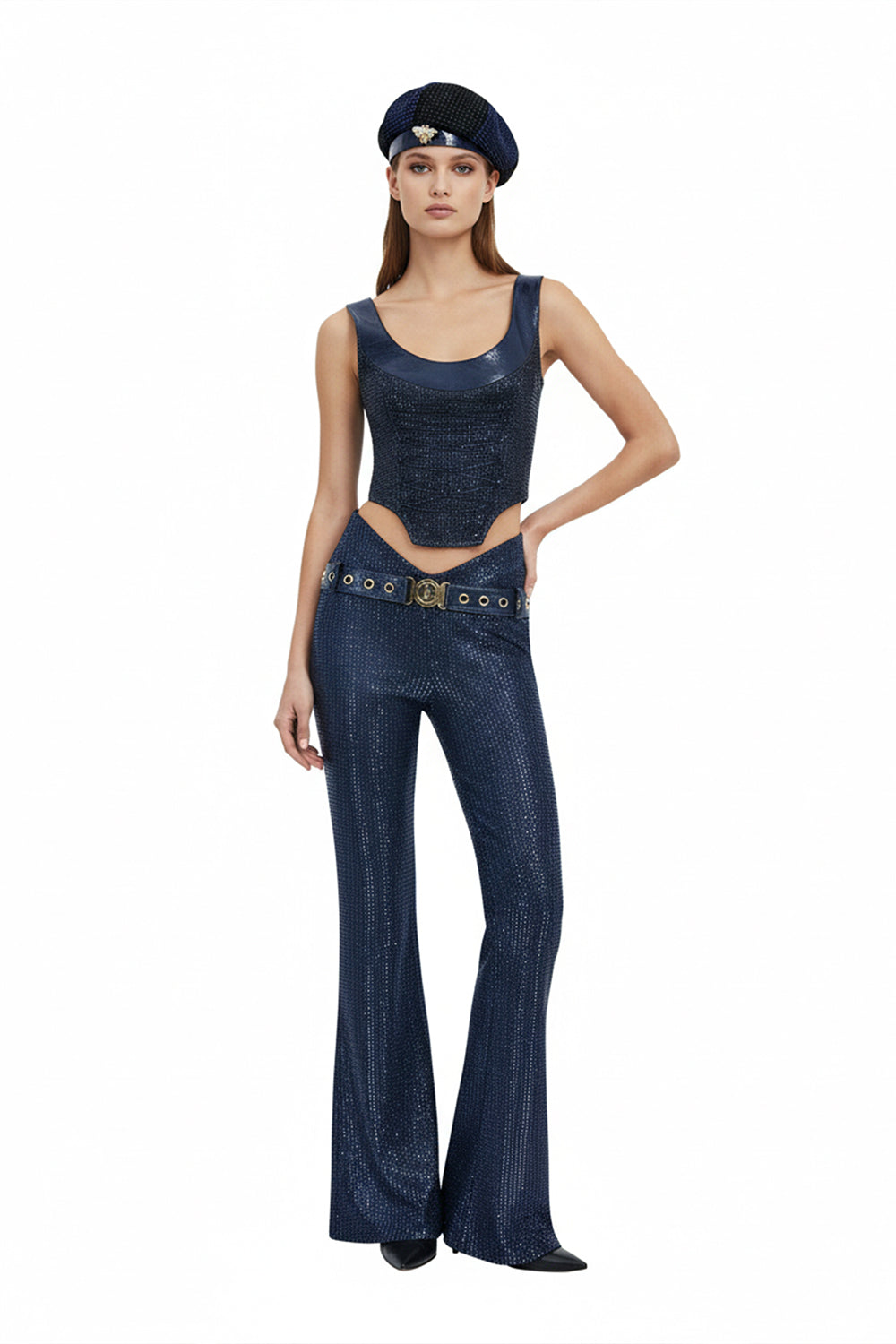 Elara İspanyol Paça Lacivert Pantolon - 1