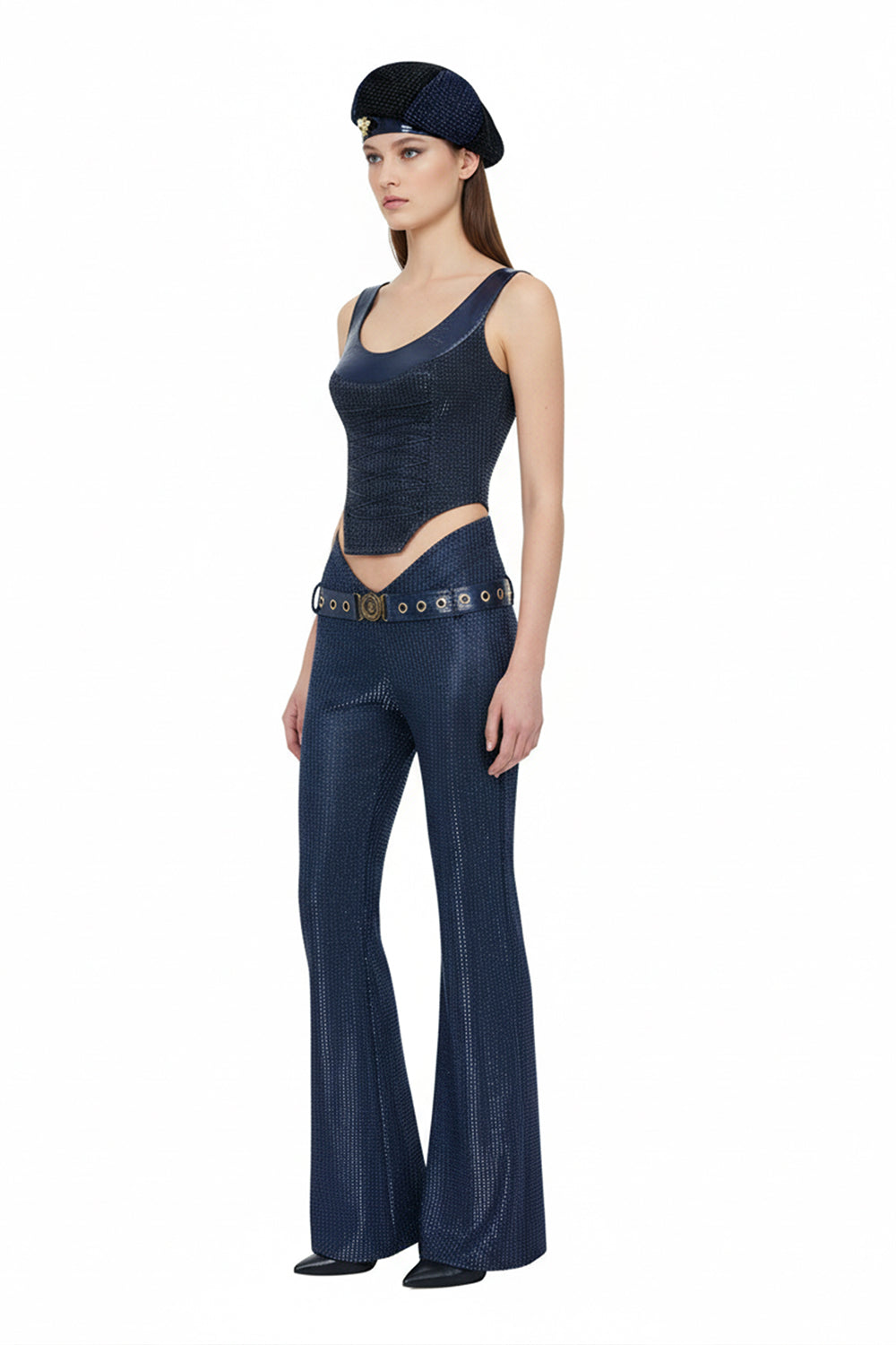 Elara İspanyol Paça Lacivert Pantolon - 4