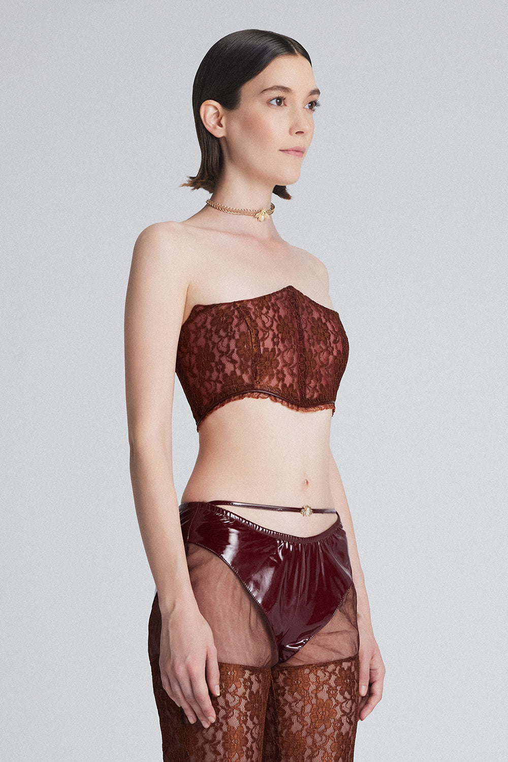 Guinevere Kahverengi Dantel Korse - 2