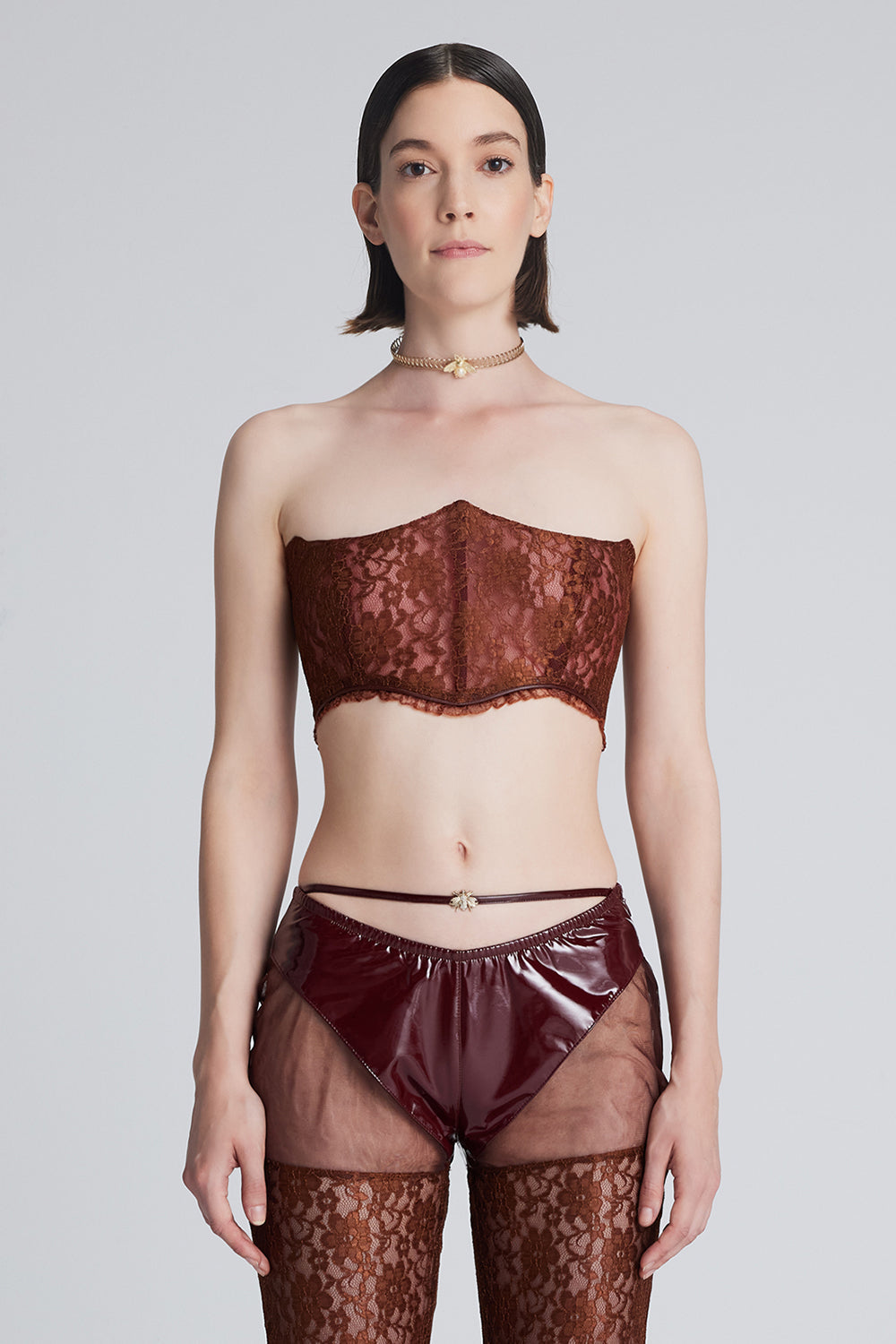 Guinevere Kahverengi Dantel Korse - 5