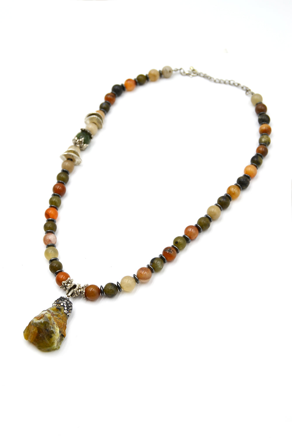 Jasper Uç Detaylı Akik, Yeşim, Kuvars & Hematit Mix Kolye - 3