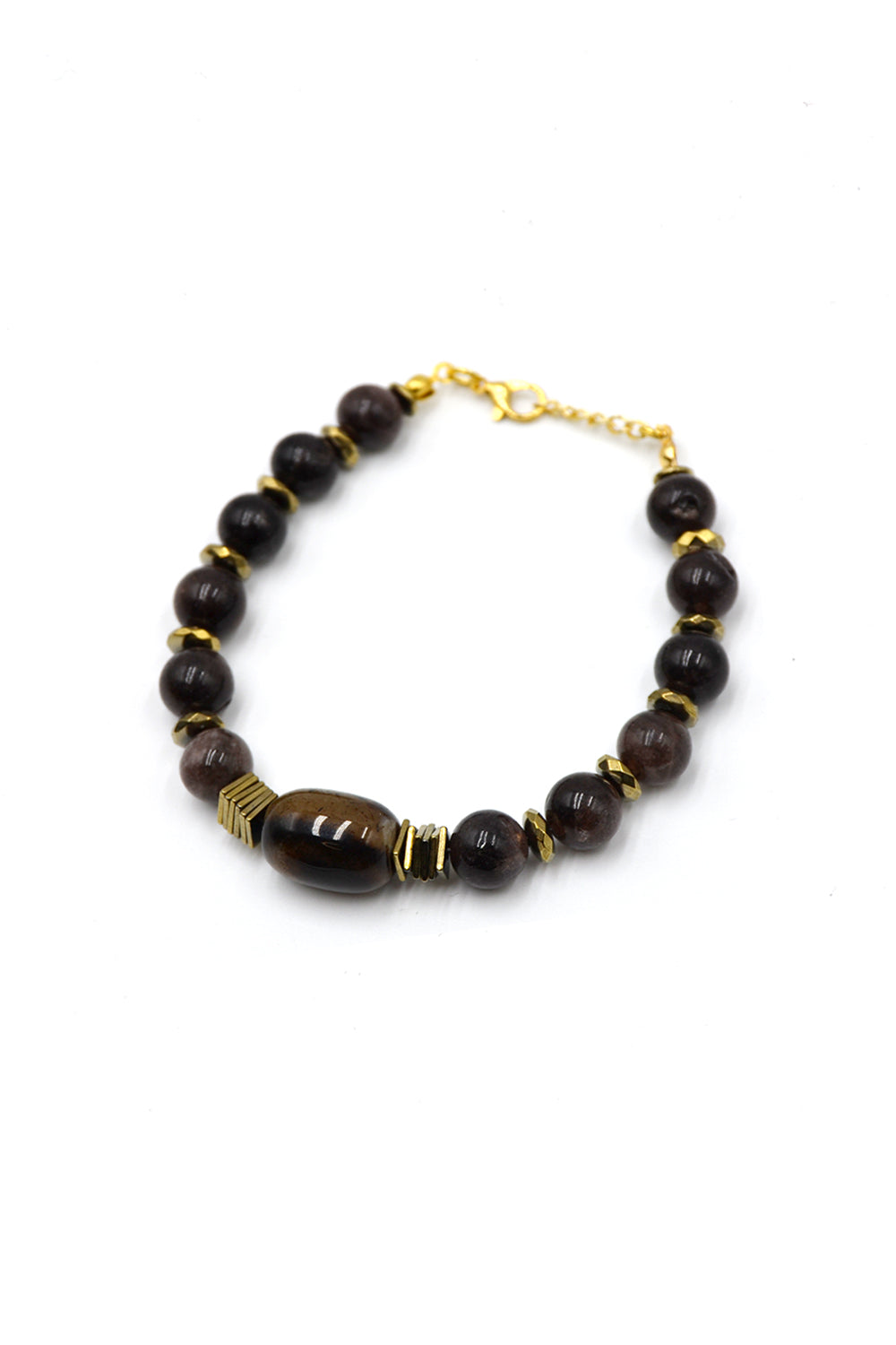 Kahverengi Akik Taşlı Kolye & Bileklik Seti - 1