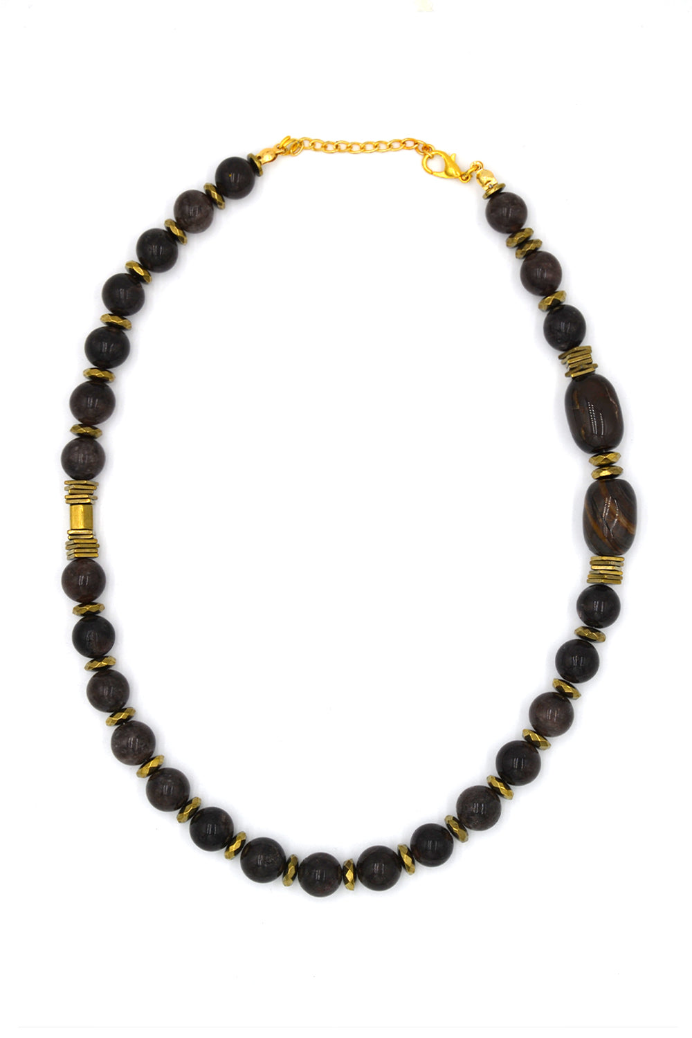 Kahverengi Akik Taşlı Kolye & Bileklik Seti - 3