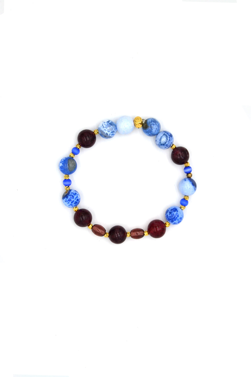 Kahverengi & Mavi Akik Mix Kolye & Bileklik Seti - 4