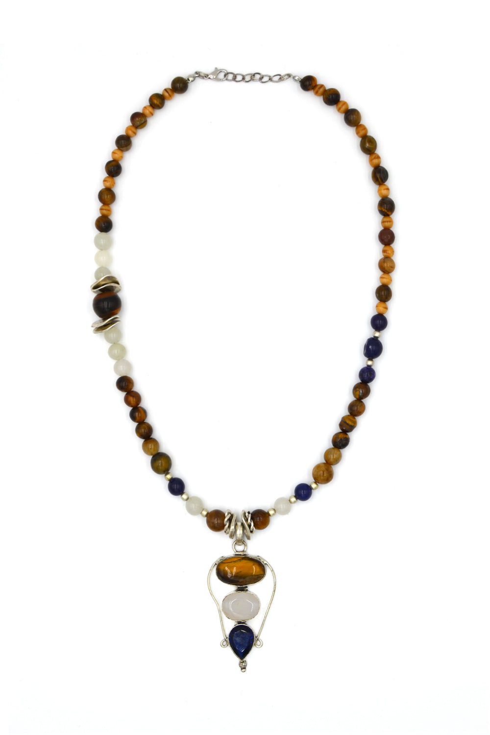 Kaplan Gözü, Kuvars & Lapis Uçlu Kaplan Gözü, Kuvars, Ametist Mix Kolye - 0