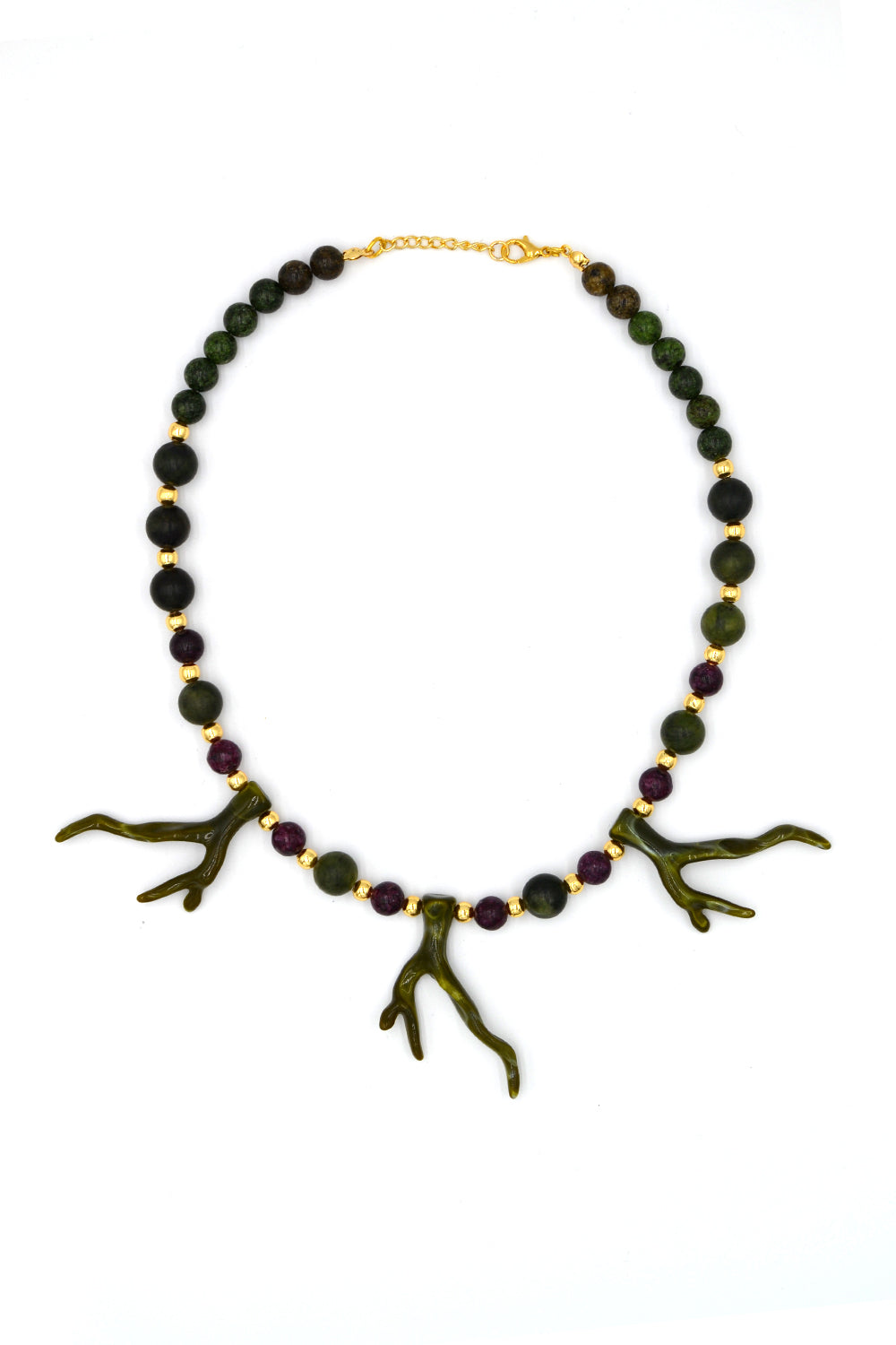 Mercan Detaylı Kanada Yeşimi Kolye - 0