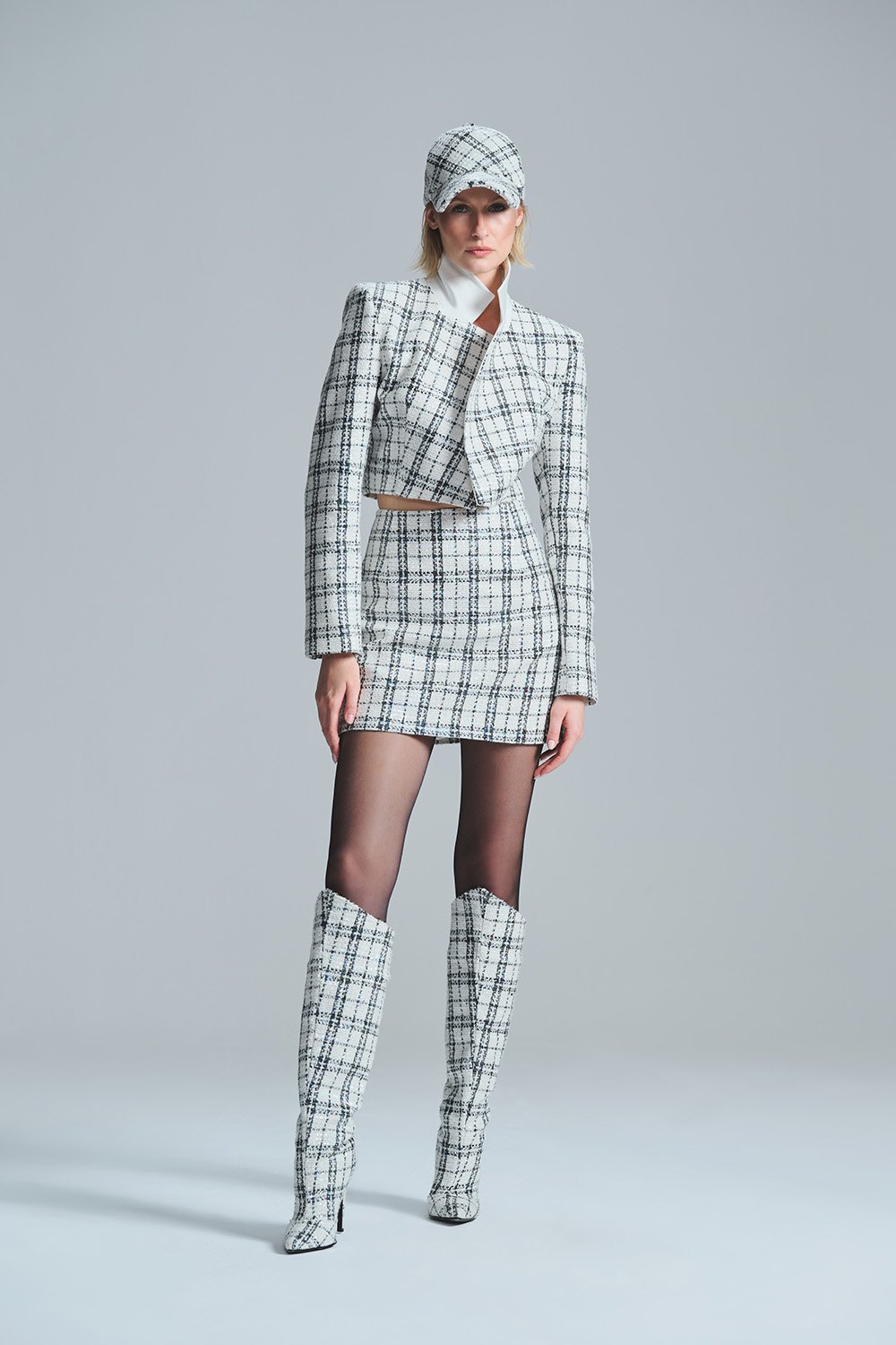 L'atelier Accract-Anne Parlak Beyaz Ekose Ceket-Ceket-4-Milagron.com