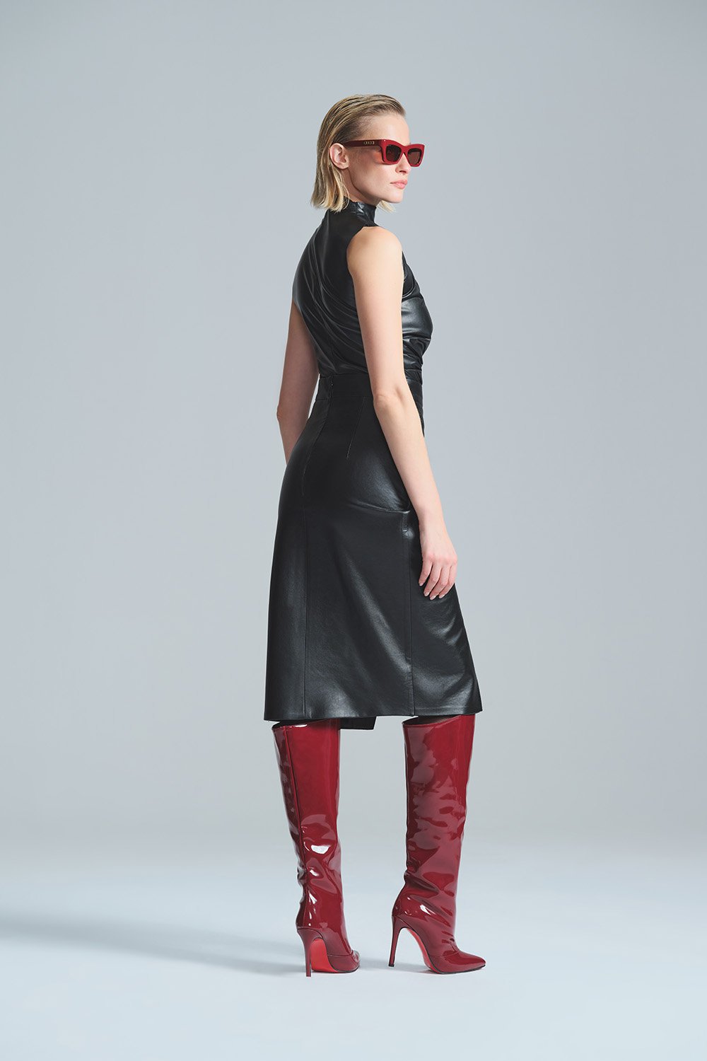 L'atelier Accract-Louise Si̇yah Deri̇ Midi Etek-Etek-3-Milagron.com