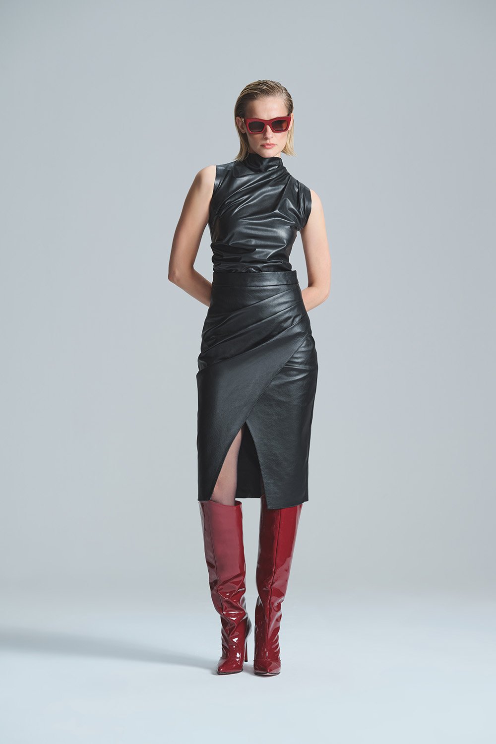 L'atelier Accract-Louise Si̇yah Deri̇ Midi Etek-Etek-4-Milagron.com