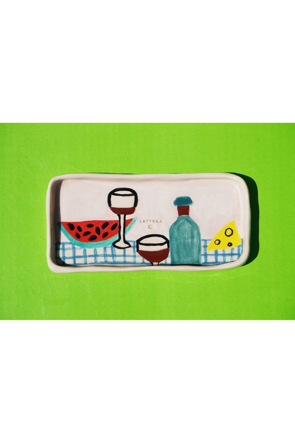 Lattuga Ceramics-Du Fromage Et Du Vin Peynir Tabağı-Tabak & Kase-1-Milagron.com