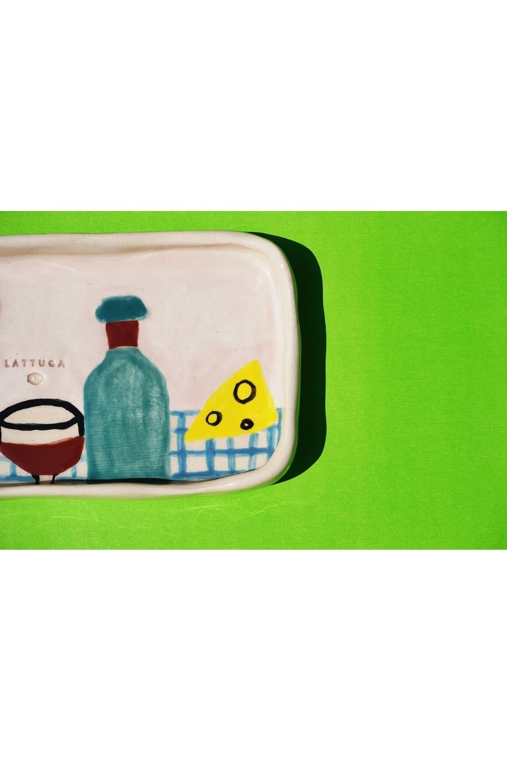 Lattuga Ceramics-Du Fromage Et Du Vin Peynir Tabağı-Tabak & Kase-2-Milagron.com