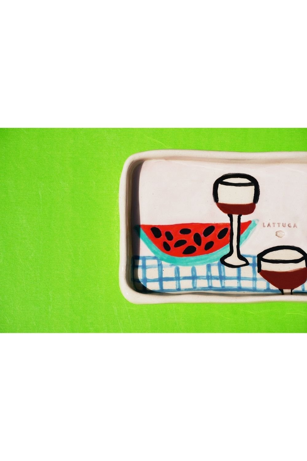 Lattuga Ceramics-Du Fromage Et Du Vin Peynir Tabağı-Tabak & Kase-3-Milagron.com