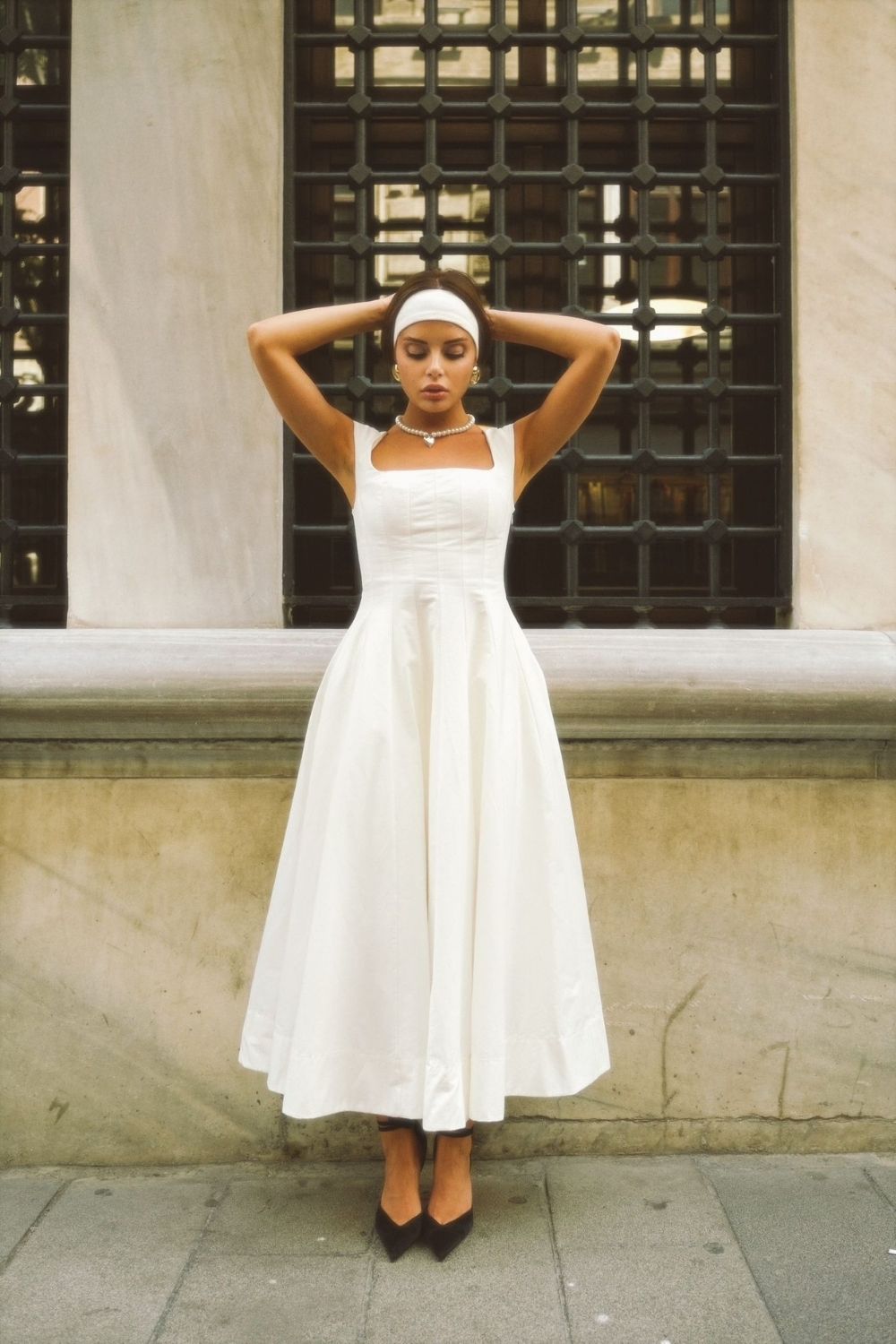 Luna Ekru Midi Elbise - 0