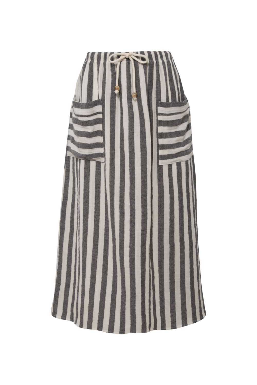 Le-Monade Dreams-Antrasit Çizgili Cep Detaylı Etek-Etek-1-Milagron.com