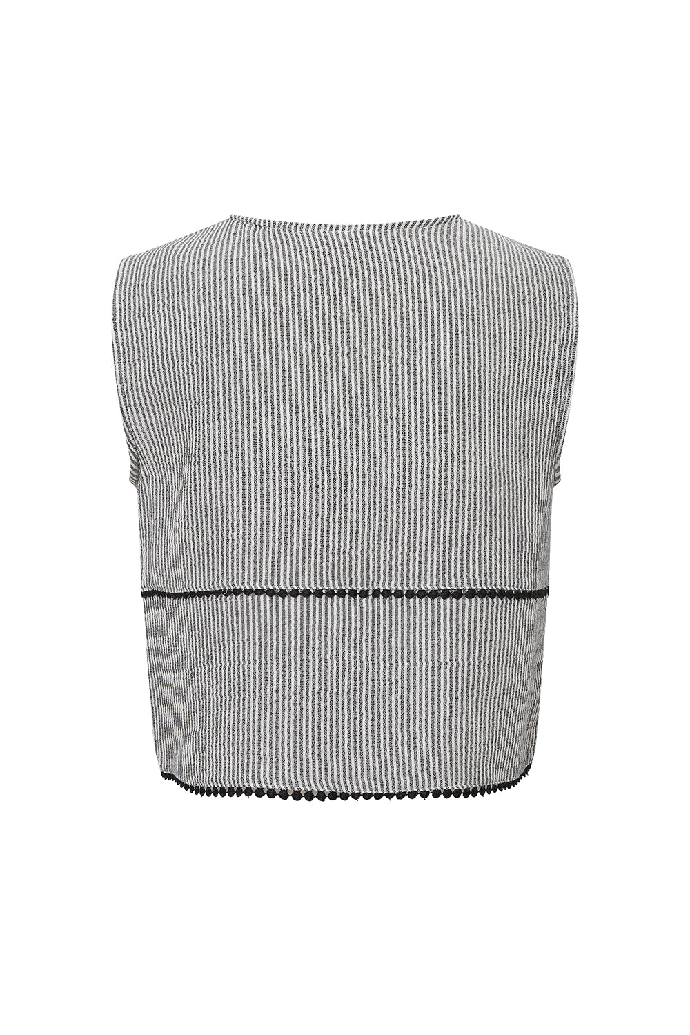 Le-Monade Dreams-Antrasit Siyah Çizgili Kenar Detaylı Yelek-Yelek-2-Milagron.com