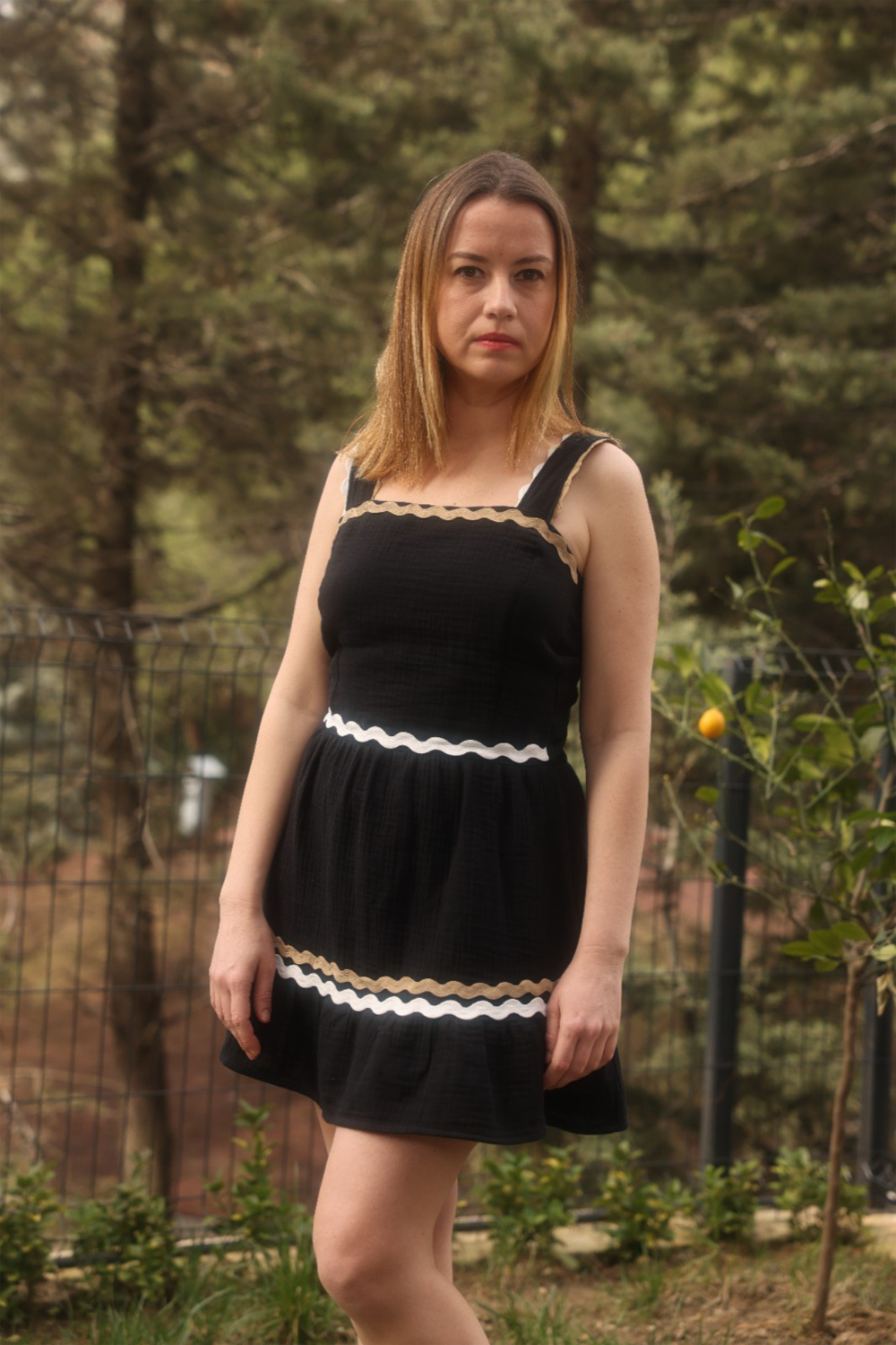 Le-Monade Dreams-Çift Su Taşı Detaylı Siyah Mini Elbise-Elbise-1-Milagron.com