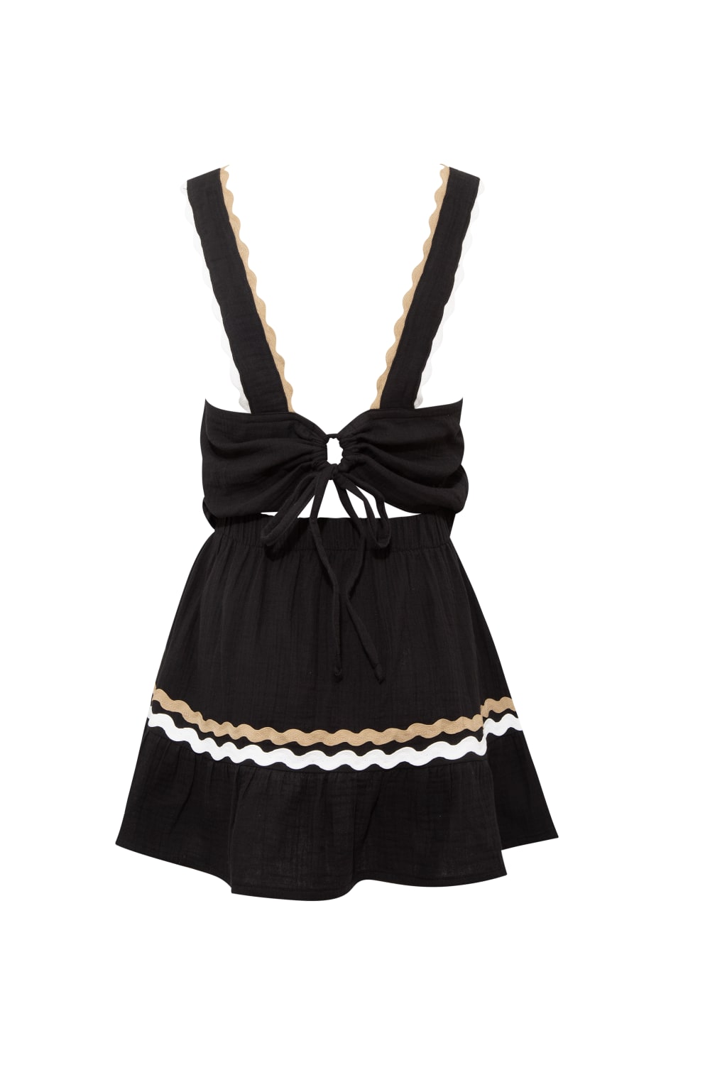 Le-Monade Dreams-Çift Su Taşı Detaylı Siyah Mini Elbise-Elbise-3-Milagron.com