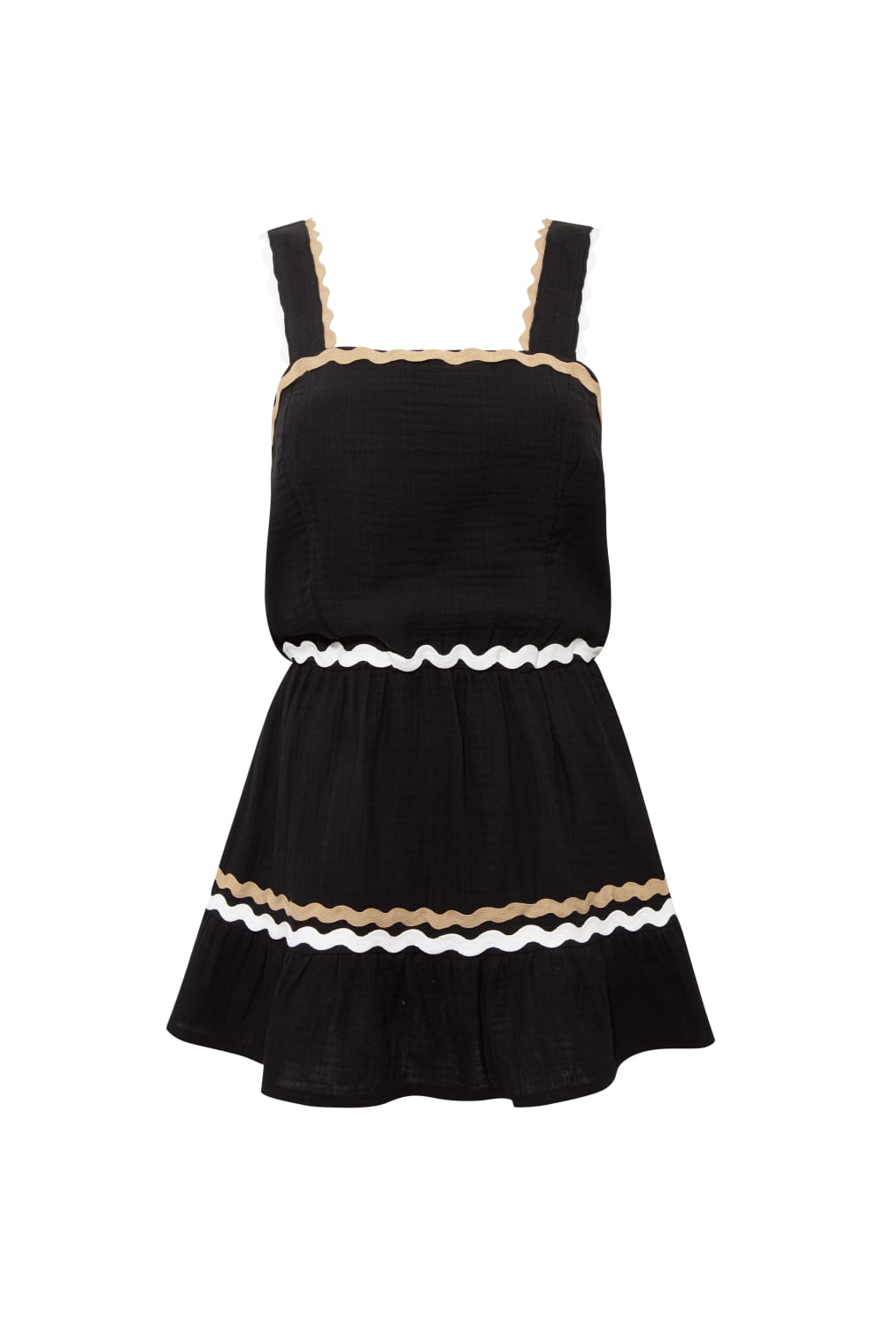 Le-Monade Dreams-Çift Su Taşı Detaylı Siyah Mini Elbise-Elbise-4-Milagron.com