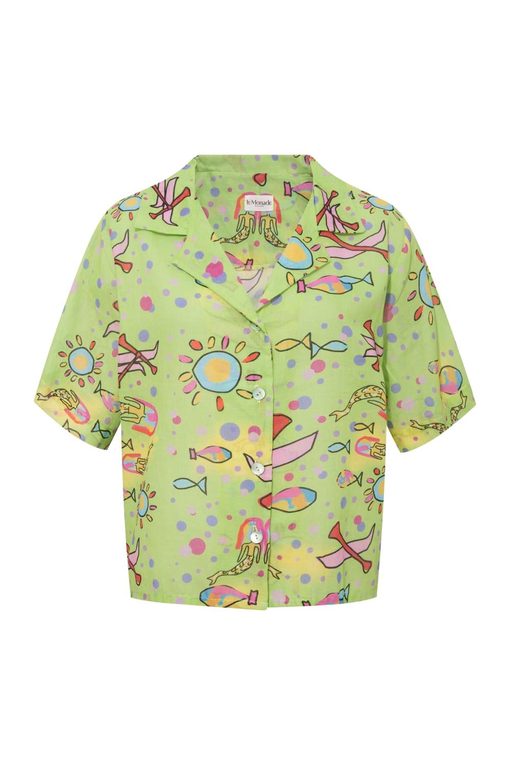 Le-Monade Dreams-Deniz Kızı Temalı Kısa Kol Gömlek-Gömlek-1-Milagron.com