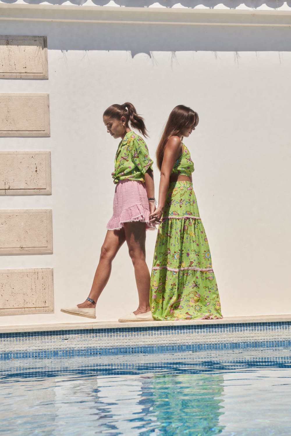 Le-Monade Dreams-Deniz kızı Temalı Kat Detaylı Önden Yırtmaçlı Uzun Etek-Etek-7-Milagron.com