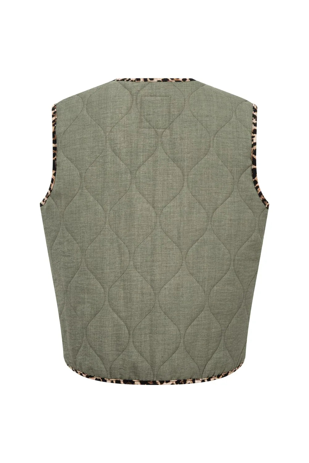 Le-Monade Dreams-Düz Haki Leopar Biye Detaylı Yelek-Yelek-2-Milagron.com