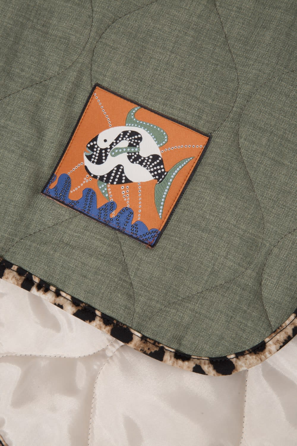 Le-Monade Dreams-Düz Haki Leopar Biye Detaylı Yelek-Yelek-6-Milagron.com