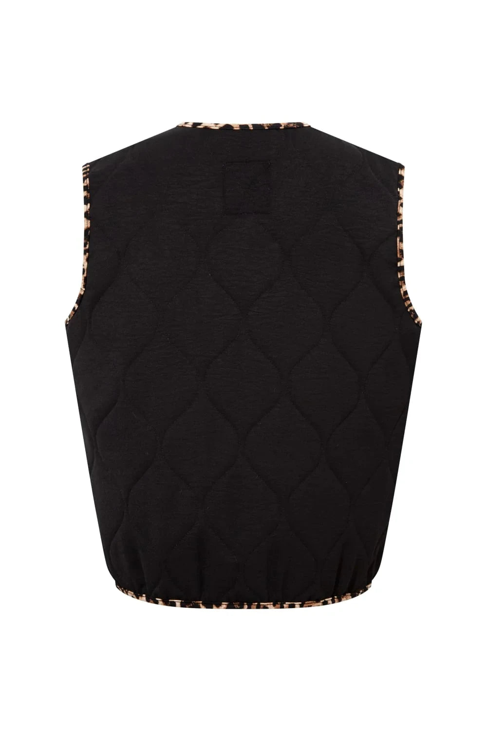 Le-Monade Dreams-Düz Siyah Leopar Biye Detaylı Yelek-Yelek-2-Milagron.com