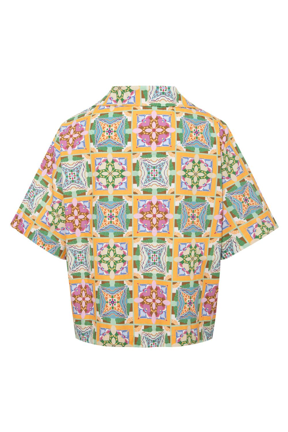 Le-Monade Dreams-Girlfriend Geometrik Desenli Kısa Kol Gömlek-Gömlek-2-Milagron.com