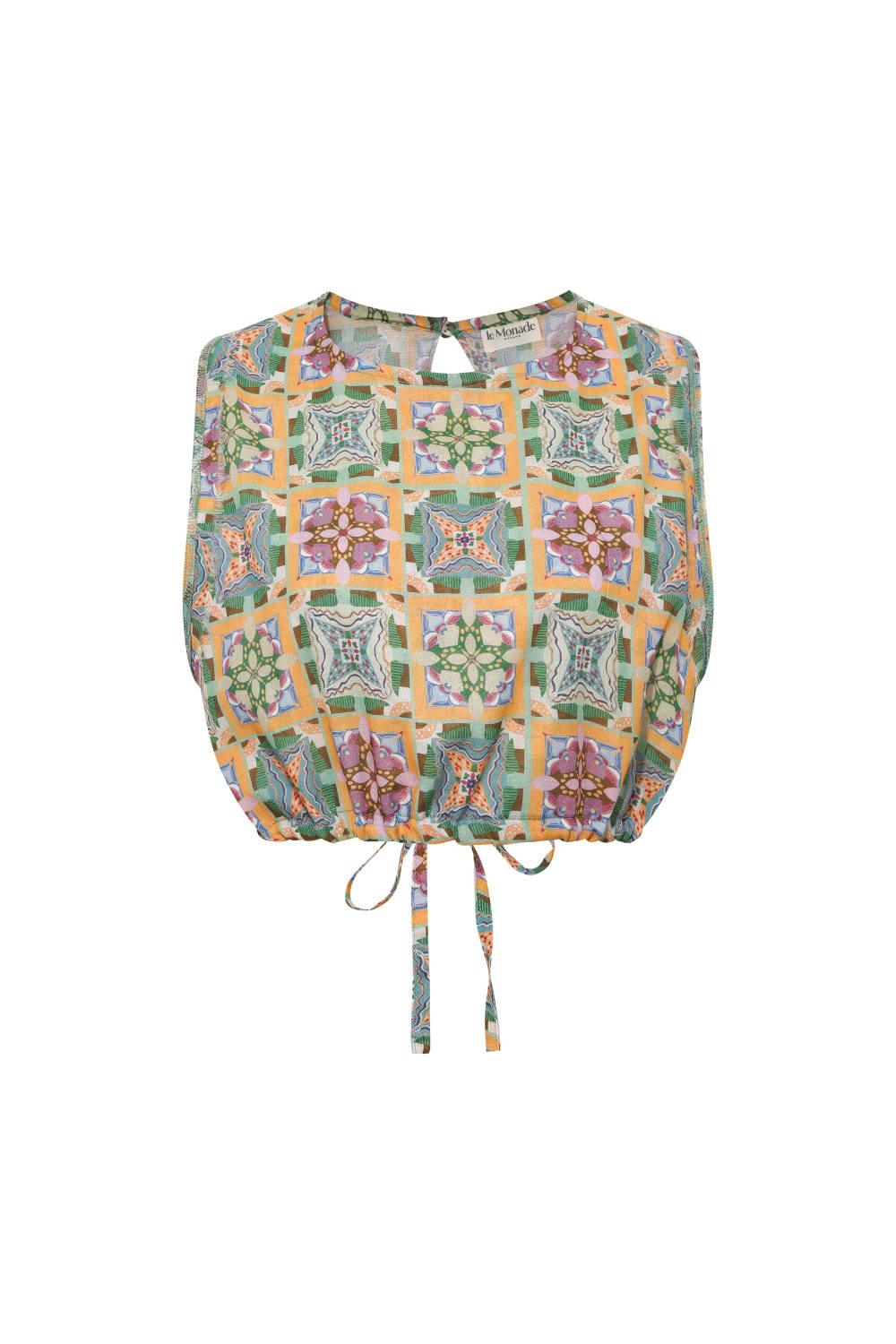 Le-Monade Dreams-Girlfriend Geometrik Desenli Sırt Detaylı Bluz-Bluz-1-Milagron.com