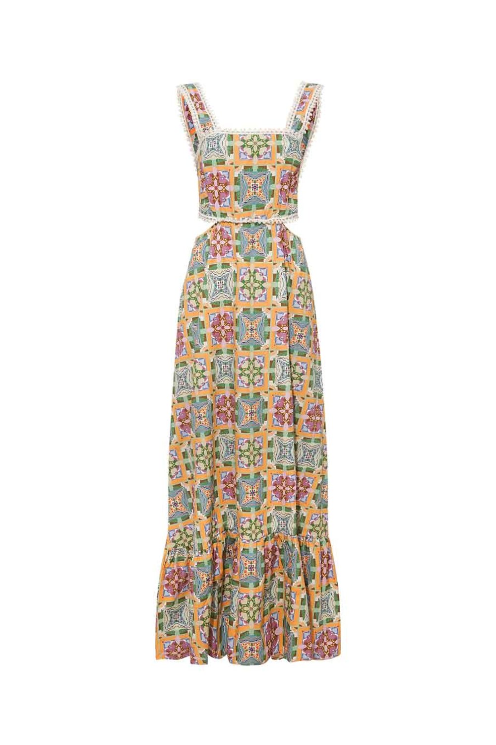 Le-Monade Dreams-Girlfriend Geometrik Desenli Sırt Detaylı Uzun Elbise-Top-1-Milagron.com