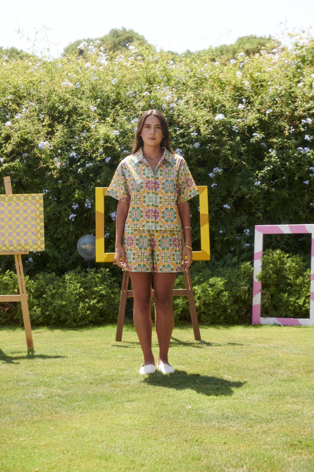 Le-Monade Dreams-Girlfriend Geometrik Desenli Şort-Şort-3-Milagron.com