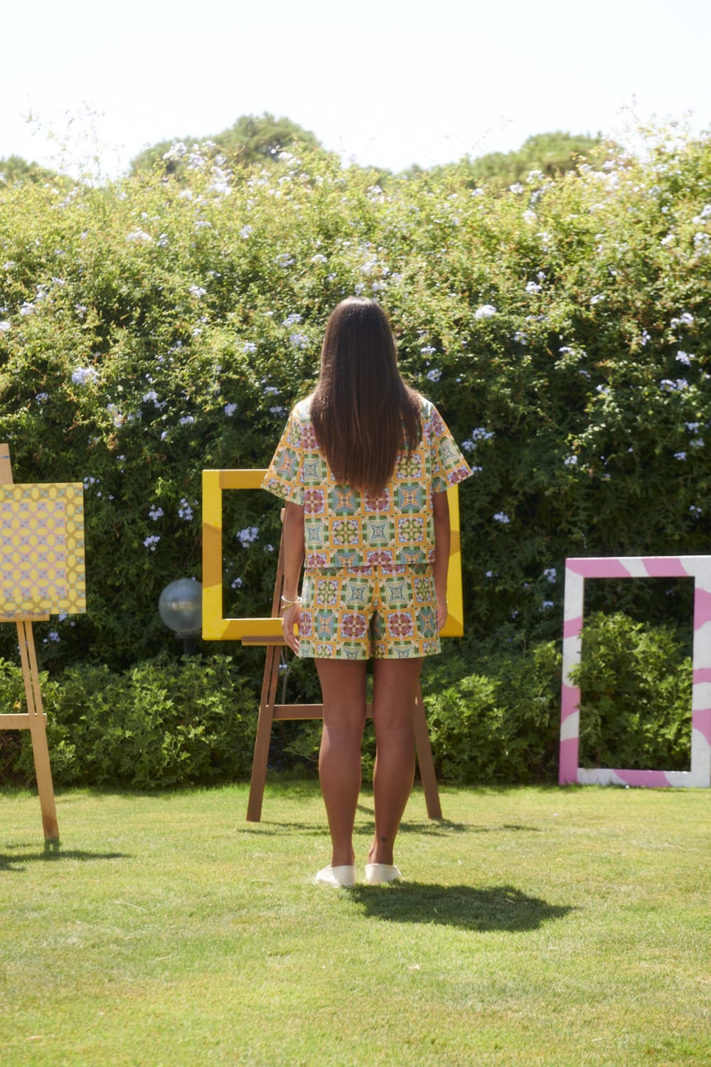 Le-Monade Dreams-Girlfriend Geometrik Desenli Şort-Şort-5-Milagron.com