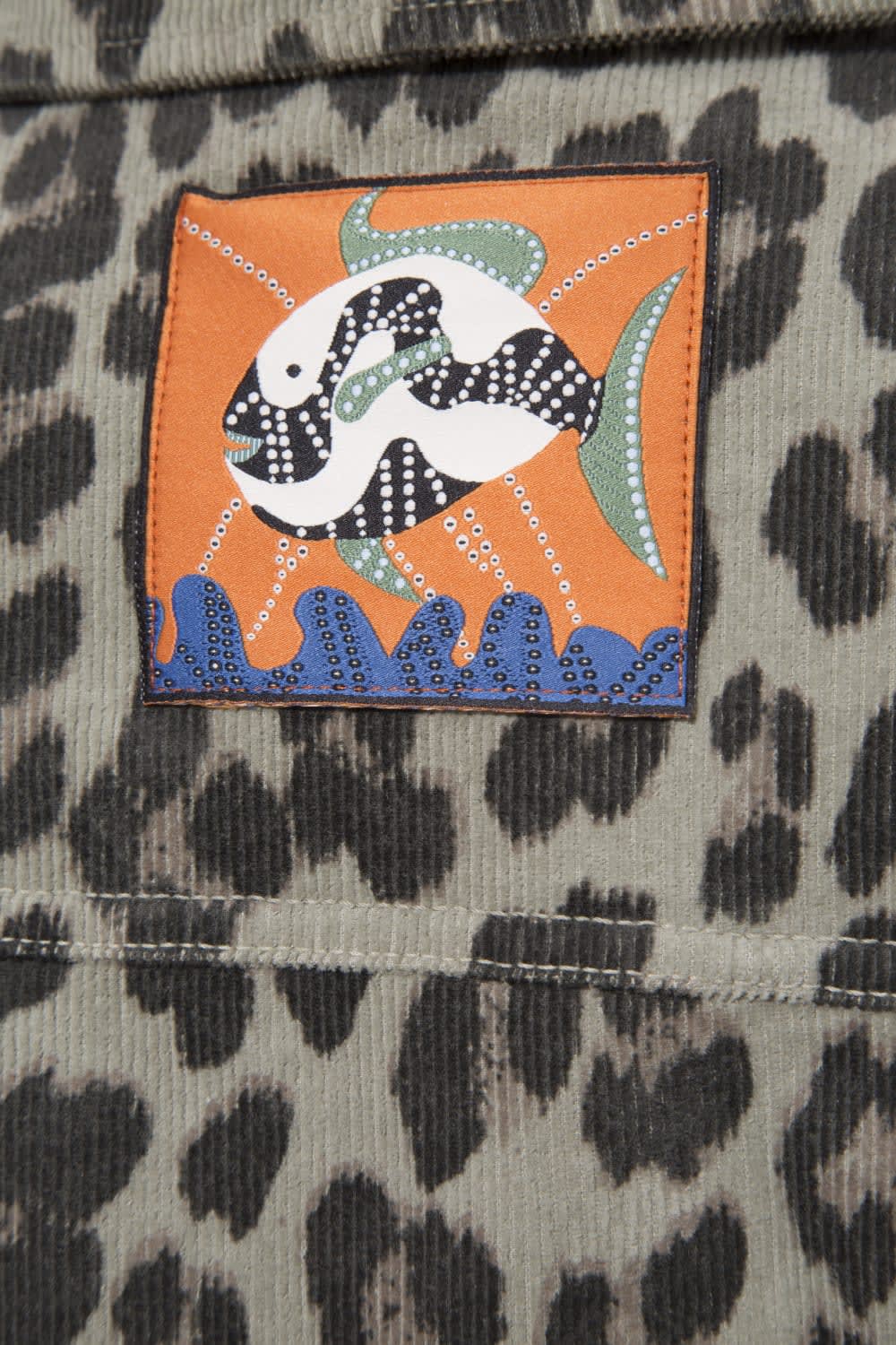 Le-Monade Dreams-Kadife Haki Leopar Desenli Gömlek-Gömlek-4-Milagron.com