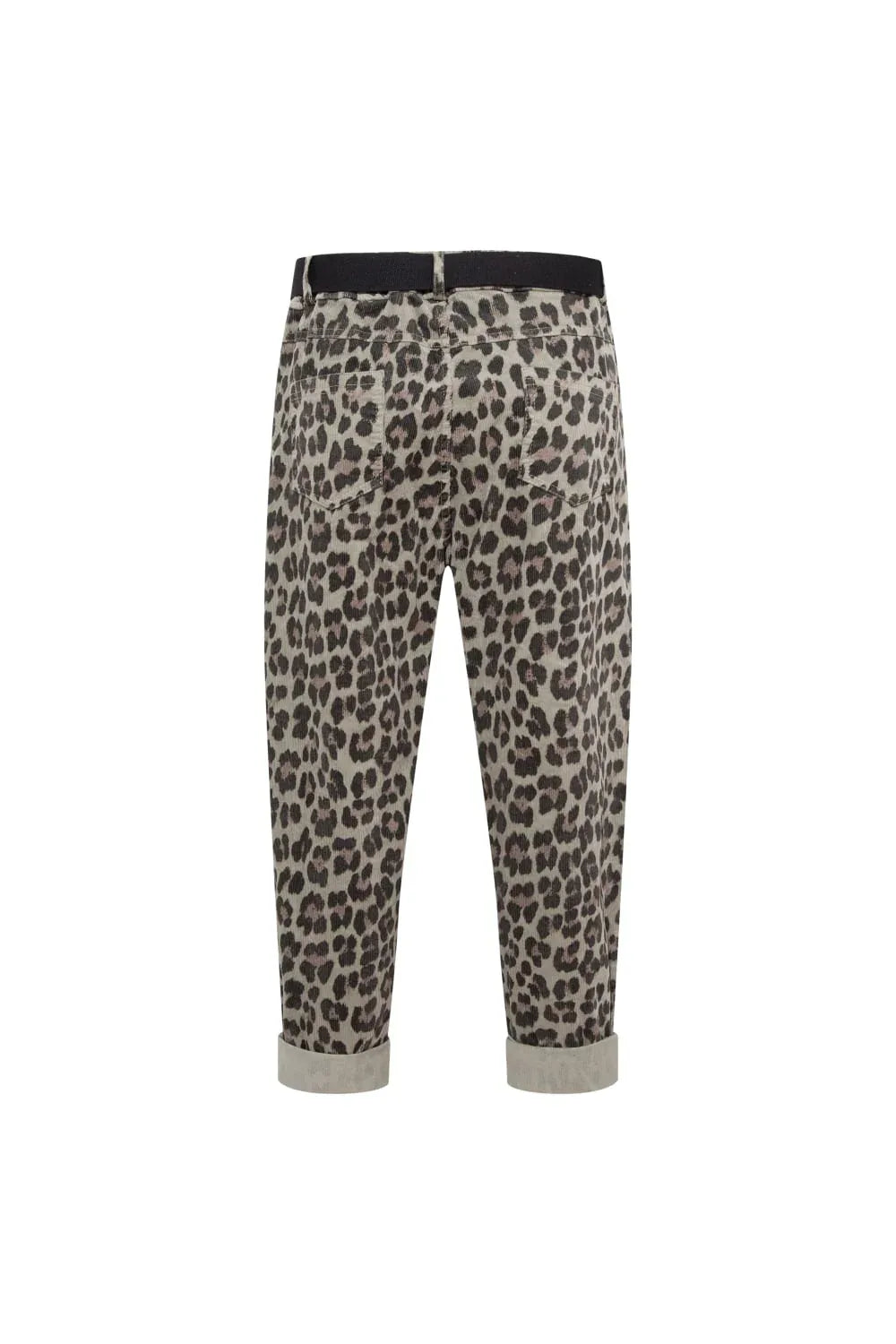 Le-Monade Dreams-Kadife Haki Leopar Desenli Kemerli Pantolon-Pantolon-2-Milagron.com