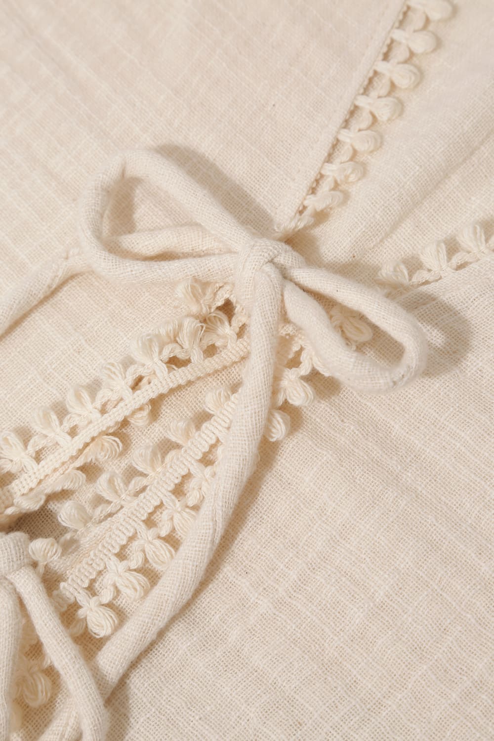 Le-Monade Dreams-Keten Dokulu Kenar Detaylı Ekru Yelek-Yelek-3-Milagron.com