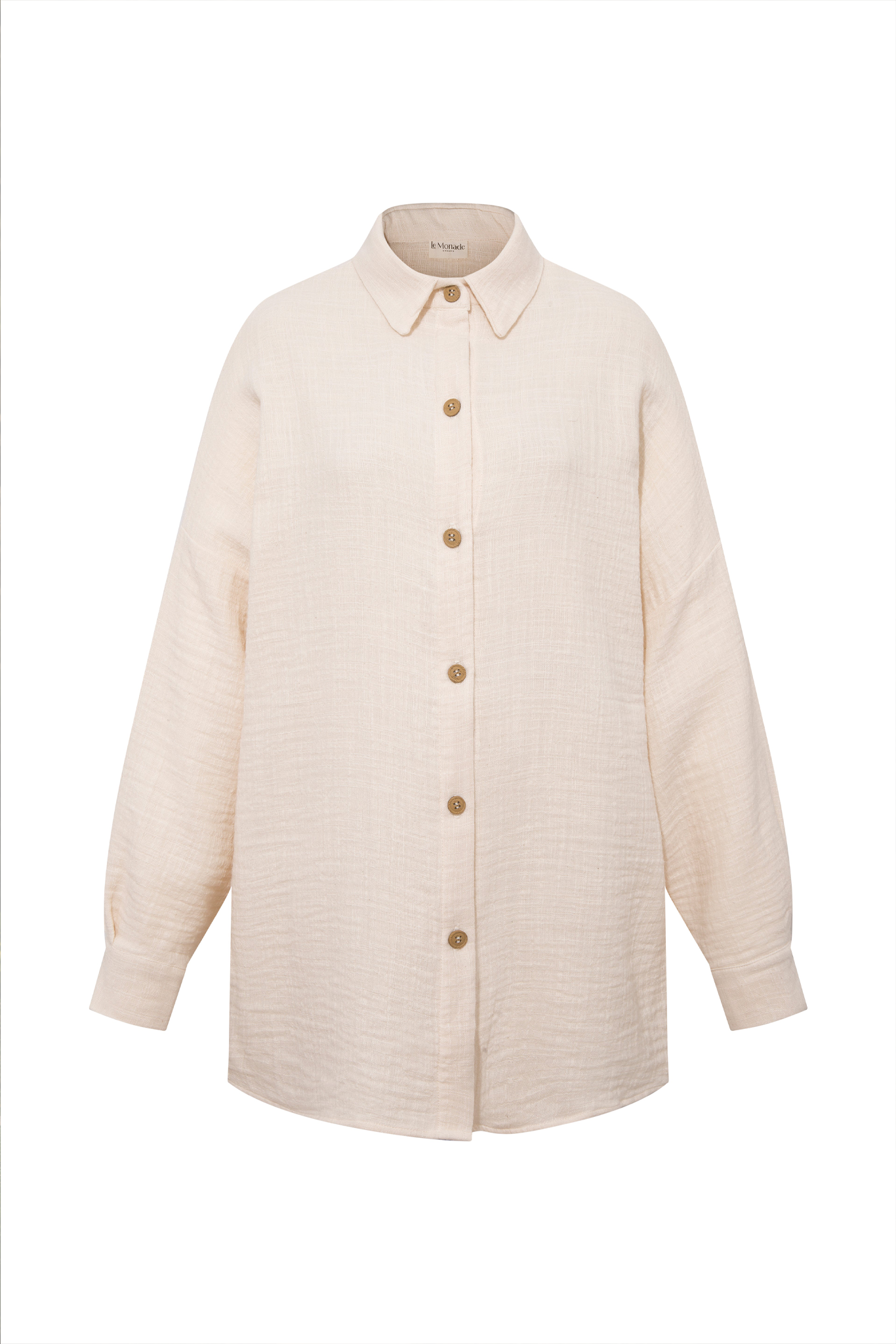 Le-Monade Dreams-Keten Dokulu Salaş Ekru Gömlek Ceket-Gömlek-1-Milagron.com