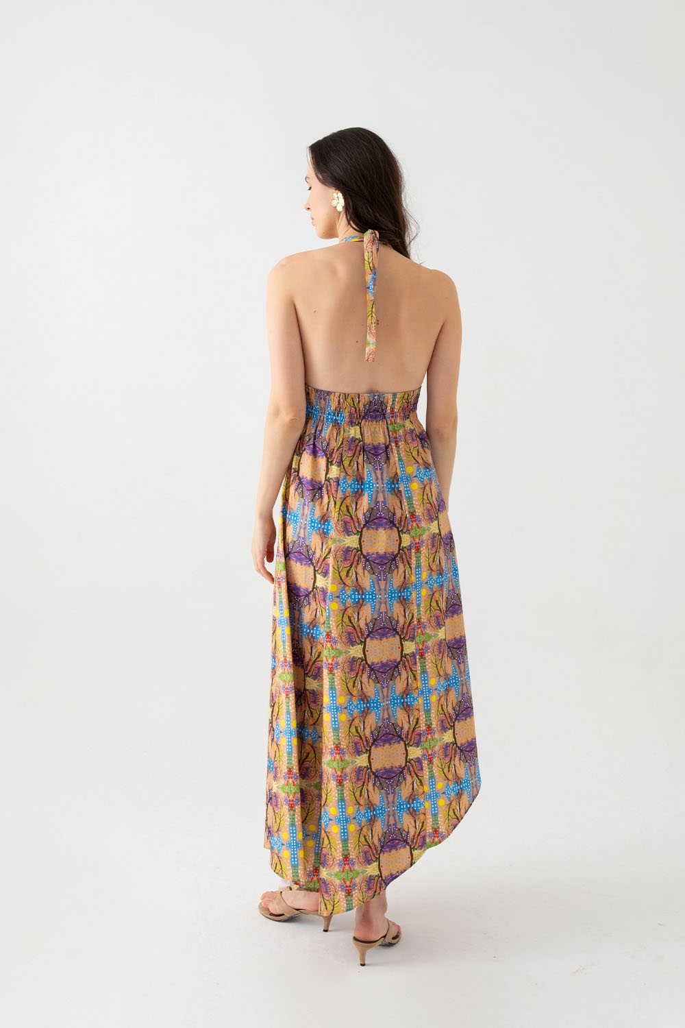 Margarita Halter Yaka Asimetrik Uzun Elbise - 2