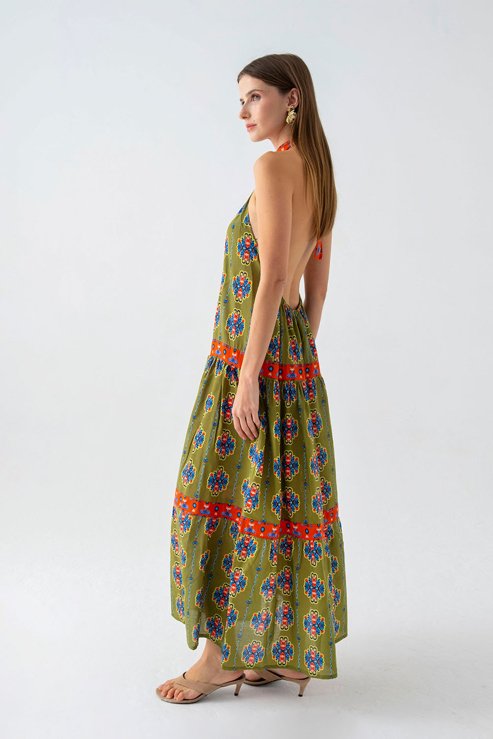 Mumbai Sırt Dekolteli Katlı Elbise - 1