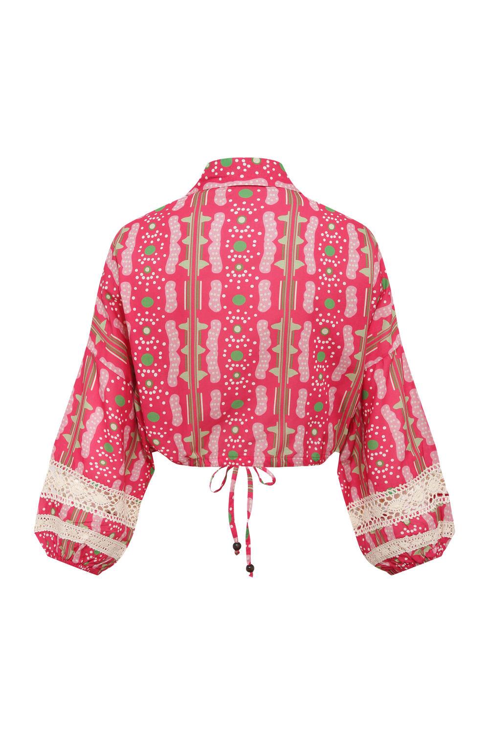 Le-Monade Dreams-Pembe Bulut Desenli Kopanaki Detaylı Uzun Kol Gömlek-Gömlek-2-Milagron.com