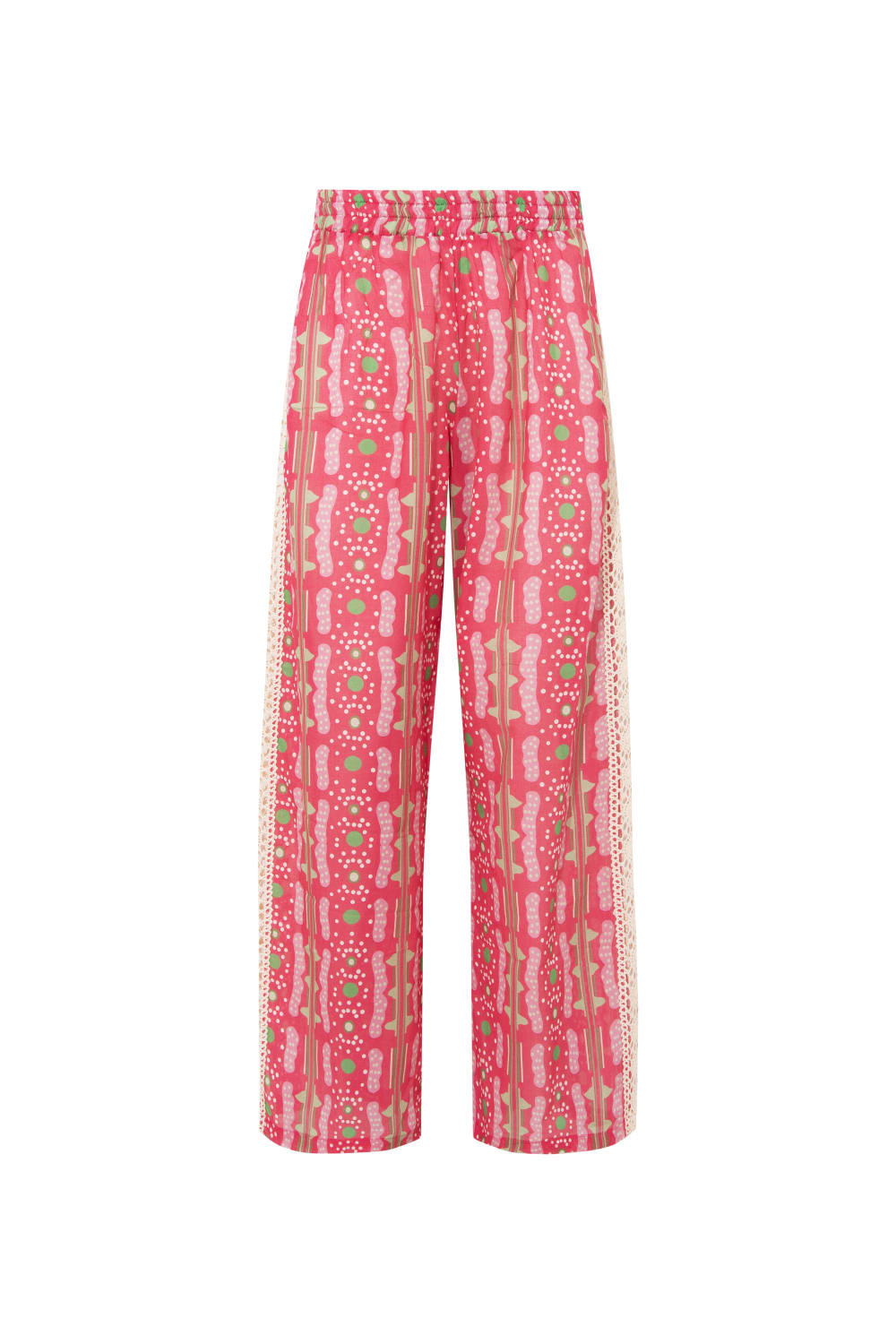 Le-Monade Dreams-Pembe Bulut Desenli Kopanakli Detaylı Pantolon-Pantolon-1-Milagron.com