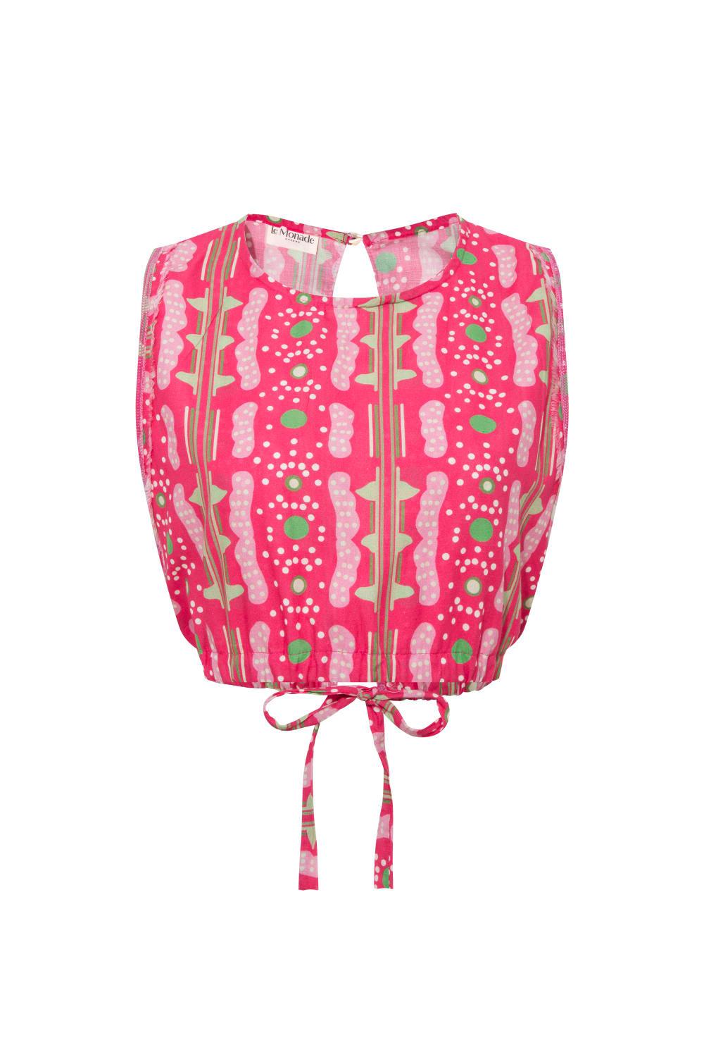 Le-Monade Dreams-Pembe Bulut Desenli Sırt Detaylı Bluz-Bluz-1-Milagron.com