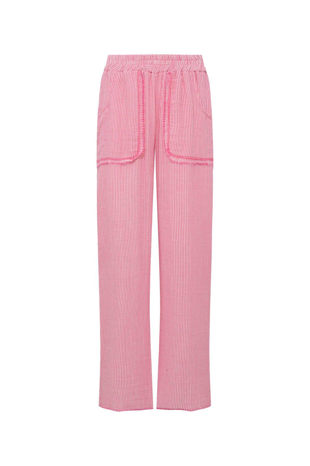 Le-Monade Dreams-Pembe Çizgili Cep Detaylı Pantolon-Pantolon-1-Milagron.com