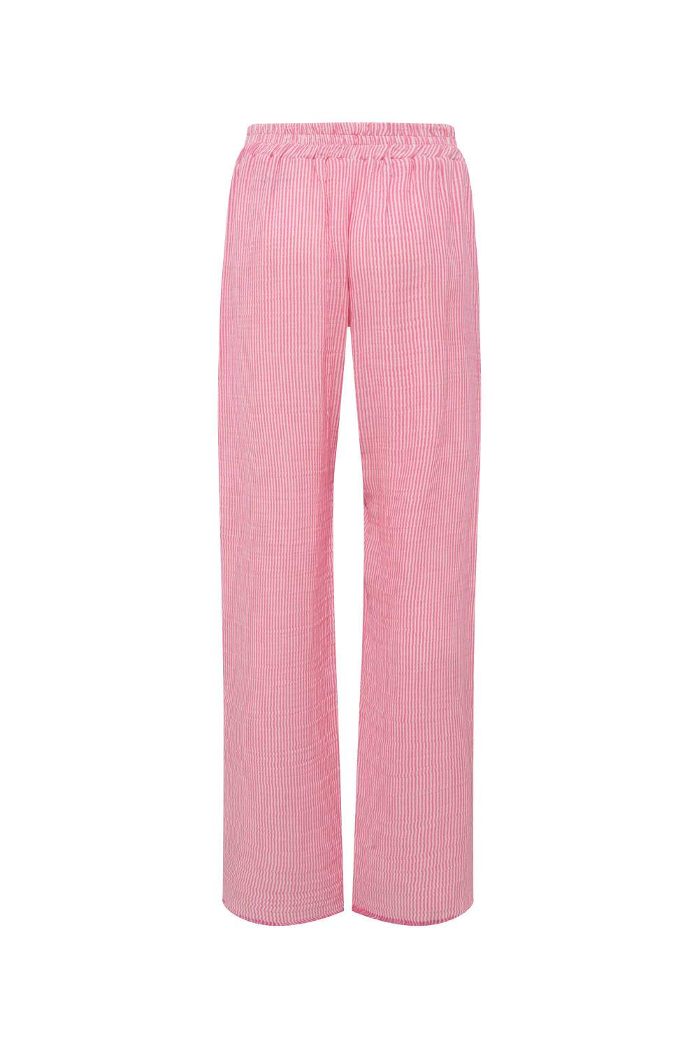 Le-Monade Dreams-Pembe Çizgili Cep Detaylı Pantolon-Pantolon-2-Milagron.com
