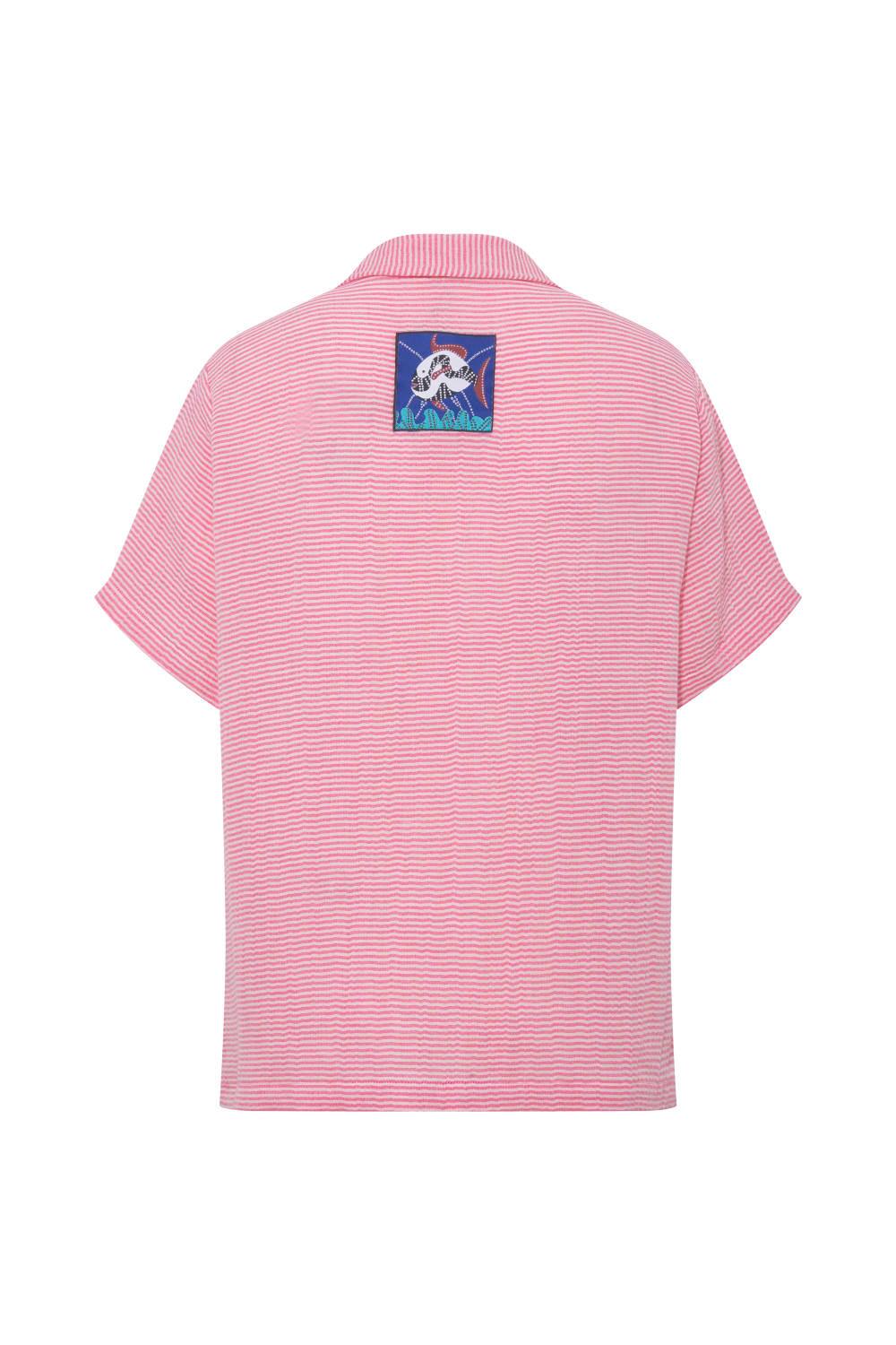 Le-Monade Dreams-Pembe Çizgili Kısa Kol Gömlek-Gömlek-2-Milagron.com