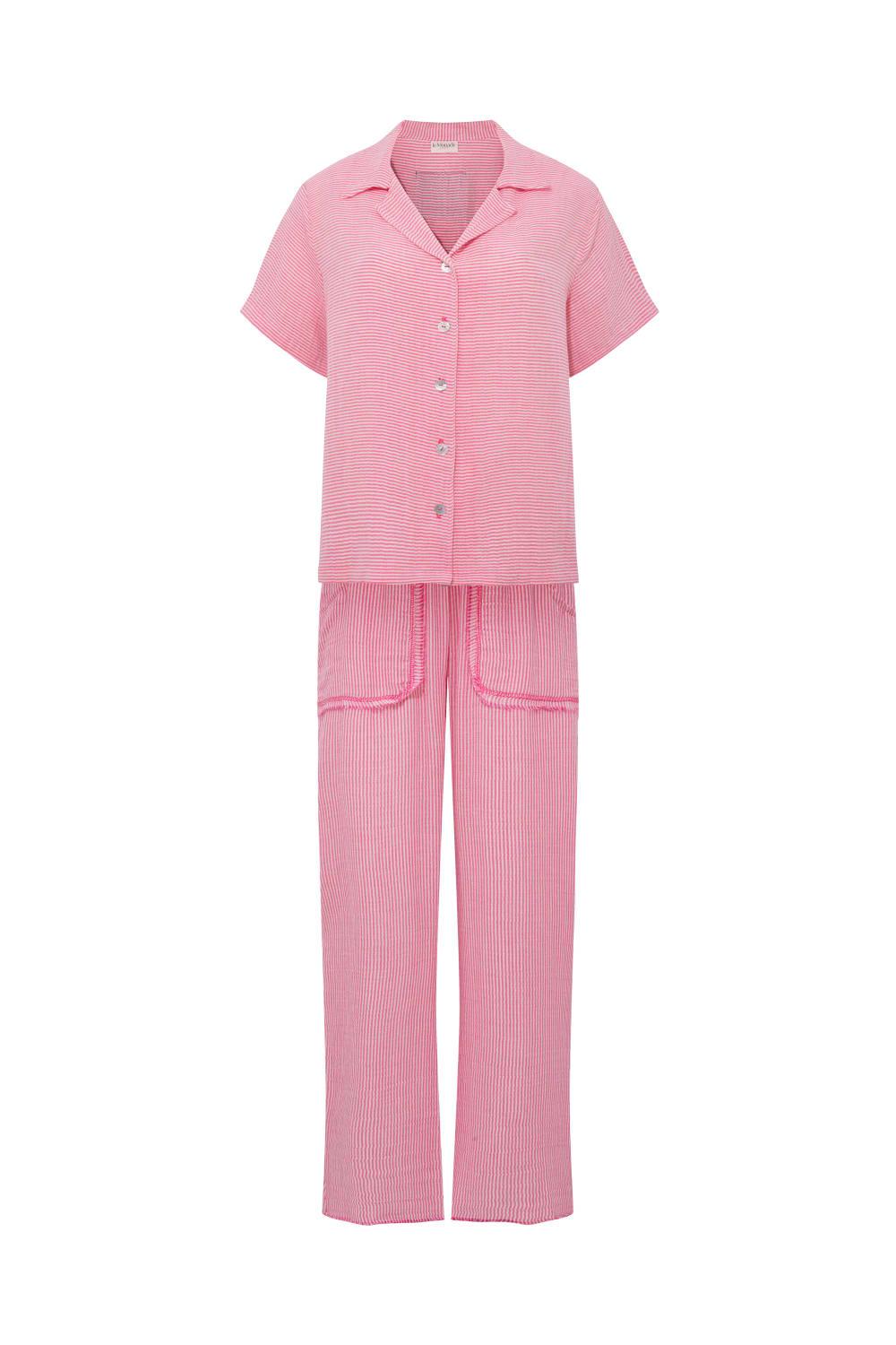 Le-Monade Dreams-Pembe Çizgili Kısa Kol Gömlek-Gömlek-3-Milagron.com