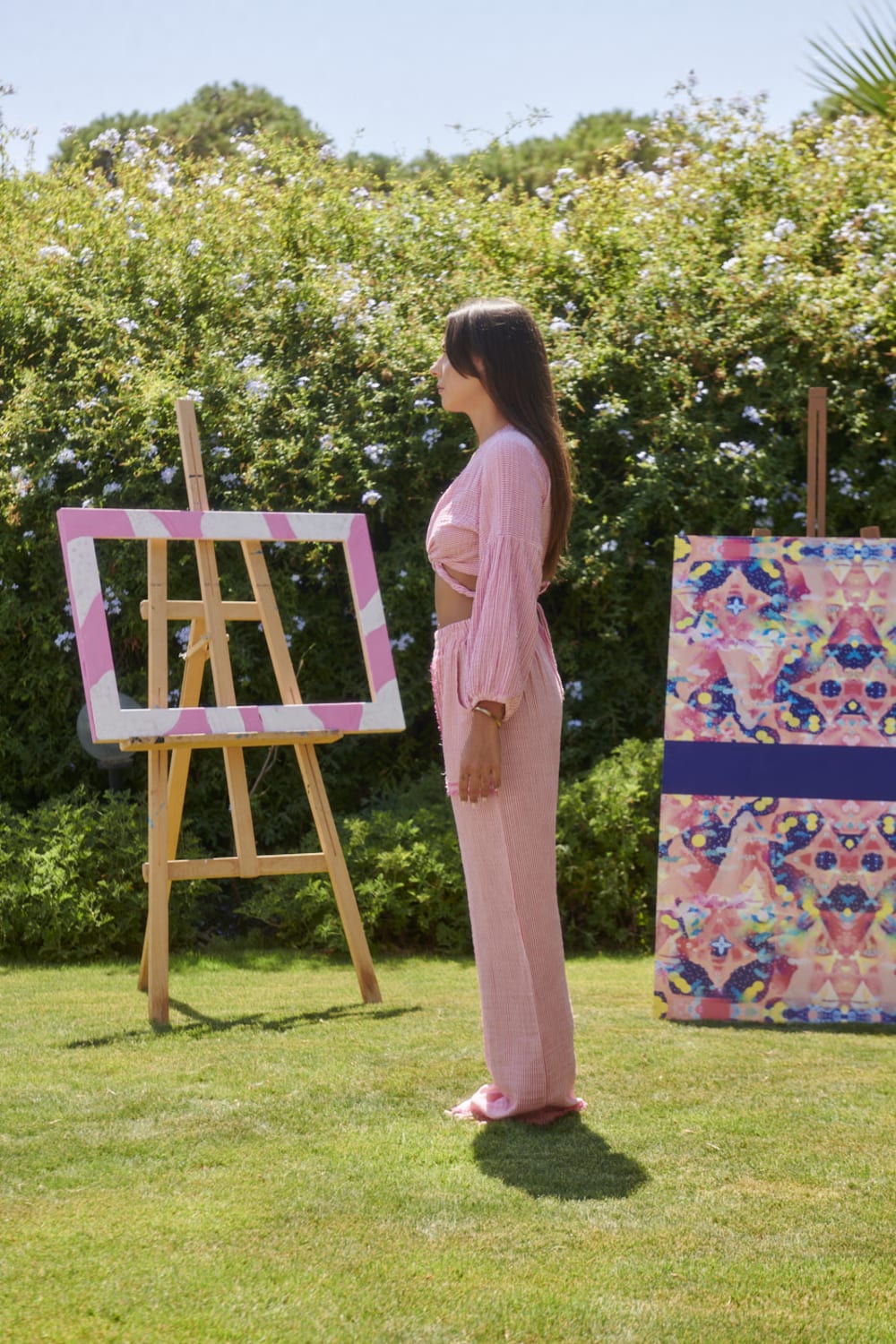 Le-Monade Dreams-Pembe Çizgili Önden Bağlamalı Bluz-Bluz-5-Milagron.com