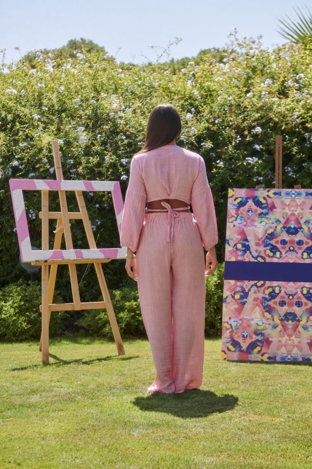 Le-Monade Dreams-Pembe Çizgili Önden Bağlamalı Bluz-Bluz-6-Milagron.com