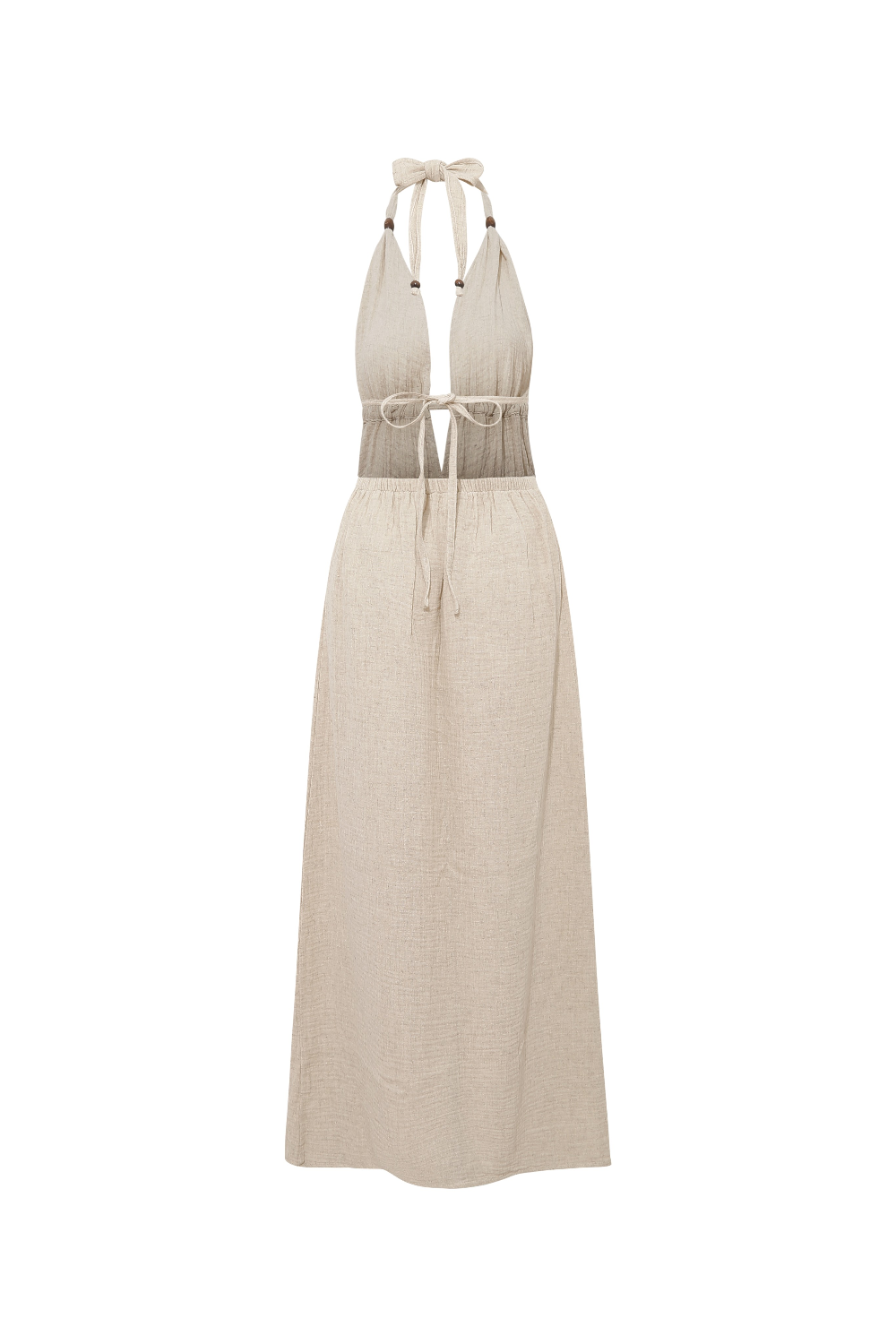 Le-Monade Dreams-SORUNLU - Boyundan Bağlamali Uzun Keten Elbise-Elbise-2-Milagron.com