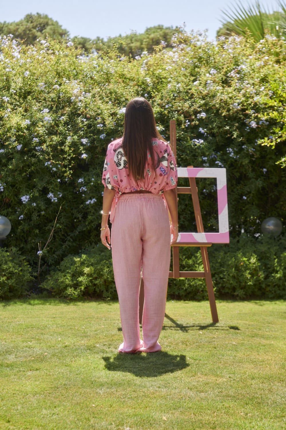 Le-Monade Dreams-SORUNLU - Pembe Balık Desenli Yandan Bağlamalı Kısa Bluz-Bluz-6-Milagron.com