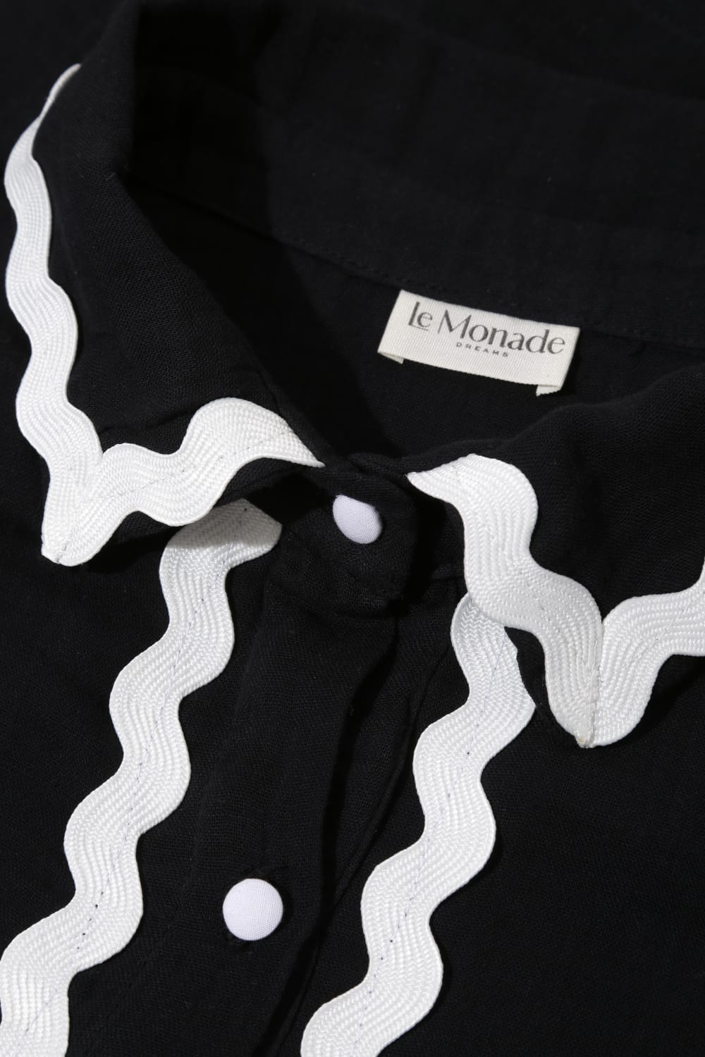 Le-Monade Dreams-Su Taşı Detaylı Siyah Kısa Kol Gömlek-Gömlek-4-Milagron.com